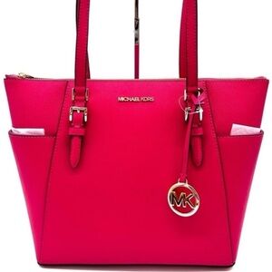 Michael Kors Large Charlotte Tote Bag Electric Pink
